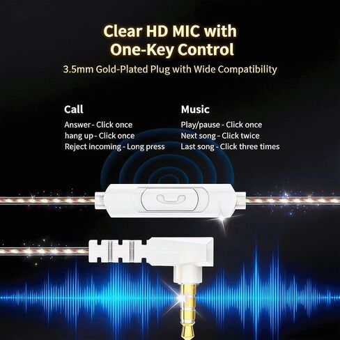 【 Delay Free&9D Surround Sound Quality - 2026 new Model】 Gaming in Ear Noise Cancelling Wired Headphones, Computer Gaming Wired Headphones with Microphone, Used for Sports Running, Hip-hop in Kuwait