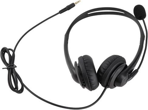 GOWENIC Headset with Microphone Noise Canceling Rotatable 3.5Mm Call Center Headset for Office PC Chat, Black ABS Material in Kuwait