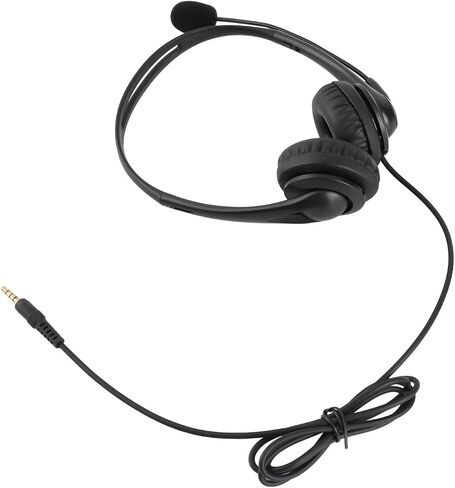 GOWENIC Headset with Microphone Noise Canceling Rotatable 3.5Mm Call Center Headset for Office PC Chat, Black ABS Material in Kuwait