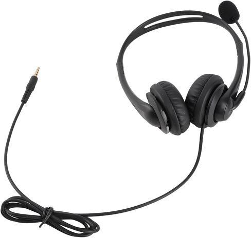 GOWENIC Headset with Microphone Noise Canceling Rotatable 3.5Mm Call Center Headset for Office PC Chat, Black ABS Material in Kuwait
