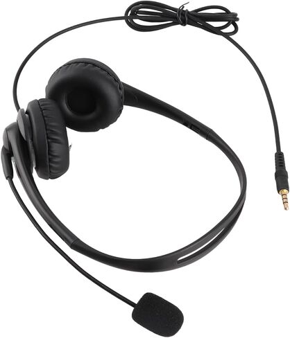 GOWENIC Headset with Microphone Noise Canceling Rotatable 3.5Mm Call Center Headset for Office PC Chat, Black ABS Material in Kuwait