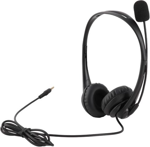 GOWENIC Headset with Microphone Noise Canceling Rotatable 3.5Mm Call Center Headset for Office PC Chat, Black ABS Material in Kuwait