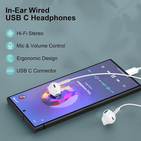 iPhone 16 Headphones Wired, USB C Earbuds for iPhone 16e/16 Pro/16 Pro Max in Kuwait