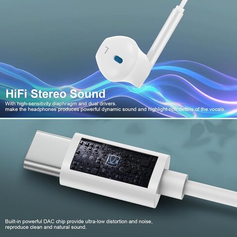 iPhone 16 Headphones Wired, USB C Earbuds for iPhone 16e/16 Pro/16 Pro Max in Kuwait