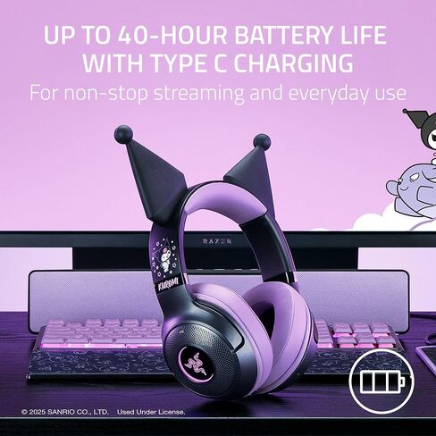 Razer Kraken Kitty V2 BT Wireless RGB Headset: Chroma RGB - Bluetooth 5.2-40 mm Drivers - Noise-Cancelling Mics - Lightweight - 40 Hr Battery w/Type C Charging - (Renewed) in Kuwait