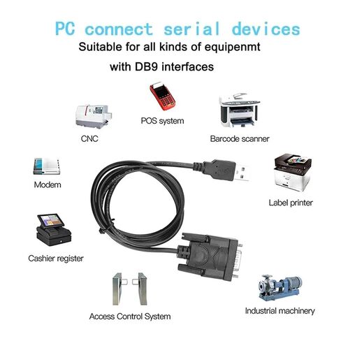 USB 2.0 to Serial RS-232 DB9 9Pin Adapter Converter Cord Length .8M to RS232 Support WIN10 with Chipset in Kuwait