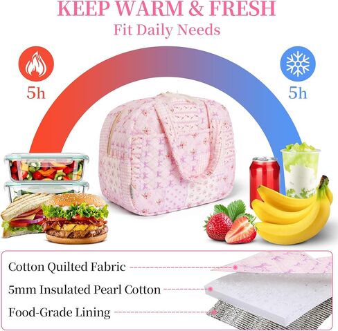 WOBAGMEN 3 Pcs Quilted Girls Backpack Set with Lunch Bag and Pencil Case in Kuwait