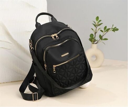 Black Women's Nylon Backpack,Lightweight Casual Versatile Shoulder Bag,Travel Daypack for Women in Saudi Arabia