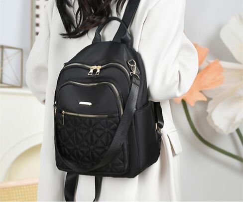 Black Women's Nylon Backpack,Lightweight Casual Versatile Shoulder Bag,Travel Daypack for Women in Saudi Arabia
