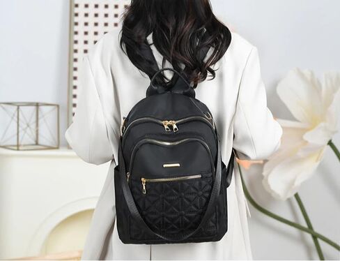 Black Women's Nylon Backpack,Lightweight Casual Versatile Shoulder Bag,Travel Daypack for Women in Saudi Arabia