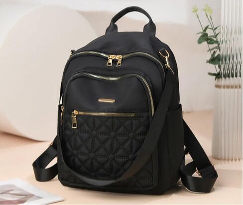 Black Women's Nylon Backpack,Lightweight Casual Versatile Shoulder Bag,Travel Daypack for Women in Saudi Arabia