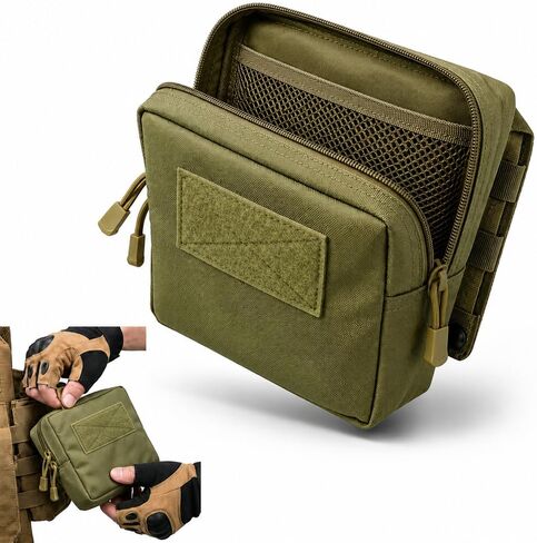 Tactical EDC Pouch MOLLE Compatible Multi-Functional Camouflage Waist Bag for Outdoor Hiking Camping Travel Storage, Black in Kuwait