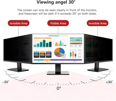 27 Inch Computer Private Screen Filter, Anti Blue Light Screen Protector, Removable Hanging Privacy Filter for 26-27 Inch 16:9 Widescreen Desktop Monitor with PET Film in Kuwait