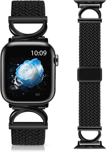 Minyee Magnetic Braided Band Compatible with Apple Watch Bands 42/41/40/38/44/45/46/49mm Women, Dressy Designer C-Shape Metal Elastic Stretchy Strap for iWatch Series 11 10 9 8 7 6 5 4 SE/Ultra 3 2 1 in Kuwait