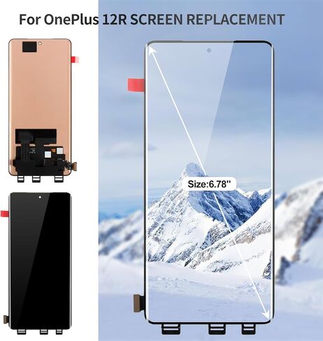 Original for OnePlus 12R Screen Replacement for OnePlus 12R LCD Display for OnePlus 12R Digitizer Touch Screen Assembly Repair Kit CPH2609 CPH2585 CPH2611 Black (with Fingerprint Function) in Kuwait
