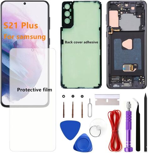 AMOLED for Samsung Galaxy S21 Plus 5G LCD Display Touch Screen Assembly Support Fingerprint Galaxy S21Plus SM-S996U SM-S996U1 Screen Replacement (with Black Frame) in Kuwait