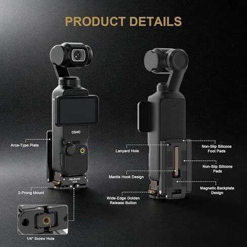 MINIFOCUS Magnetic Mount Stand for DJI Osmo Pocket 4/3 1/4"-20 Locating Holes Plate for Arca-Swiss Pocket4 Accessories Adapter Clamp Magnet Suction Case Holder on Desktop in Kuwait