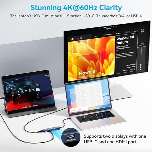 ACASIS (Used) USB C Splitter with 4K@60Hz Video Output, USB C Hub 10Gbps with 1xHDMI, 1xUSB C Video Output for Portable Monitor, 3xUSB C 10Gbps,100W PD, Multiport Adapter Splitter for Dell/HP/Mac Pro in Kuwait
