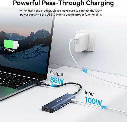 ACASIS (Used) USB C Splitter with 4K@60Hz Video Output, USB C Hub 10Gbps with 1xHDMI, 1xUSB C Video Output for Portable Monitor, 3xUSB C 10Gbps,100W PD, Multiport Adapter Splitter for Dell/HP/Mac Pro in Kuwait