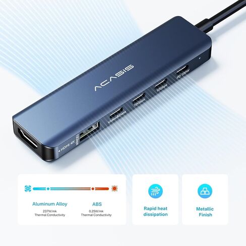 ACASIS (Used) USB C Splitter with 4K@60Hz Video Output, USB C Hub 10Gbps with 1xHDMI, 1xUSB C Video Output for Portable Monitor, 3xUSB C 10Gbps,100W PD, Multiport Adapter Splitter for Dell/HP/Mac Pro in Kuwait