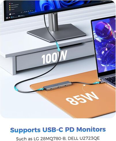 4-Port USB-C Splitter for USBC PD Monitor, Portable Screen, Type C Monitors in Kuwait