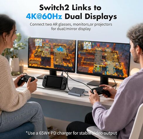 4-in-1 Dual USB-C Display Hub for AR Glasses & Switch 2, 4K@60Hz, 100W PD in Kuwait