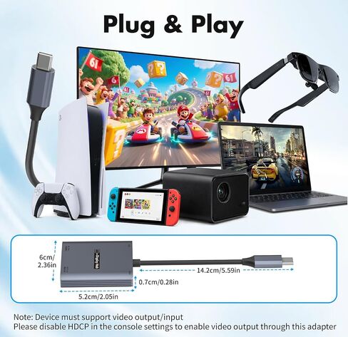 4-in-1 Dual USB-C Display Hub for AR Glasses & Switch 2, 4K@60Hz, 100W PD in Kuwait