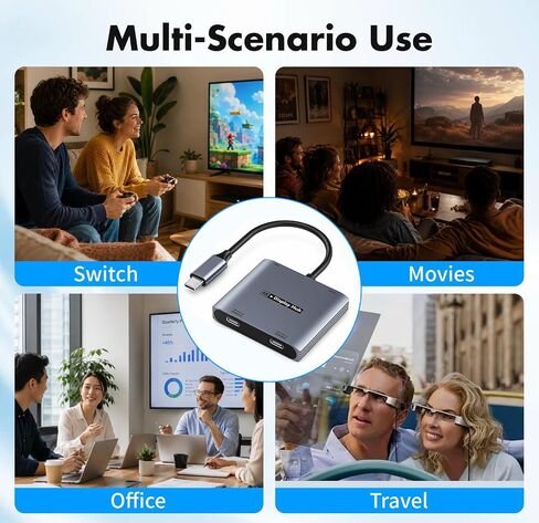 4-in-1 Dual USB-C Display Hub for AR Glasses & Switch 2, 4K@60Hz, 100W PD in Kuwait