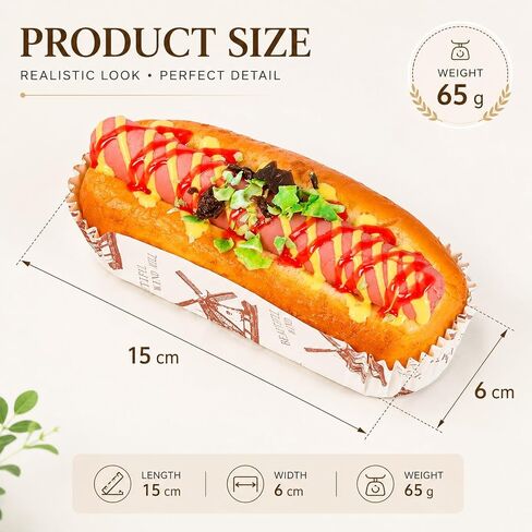 LUOZZY Simulation Hot Dog Bread Realistic Food Model Kitchen Display Prop in Kuwait