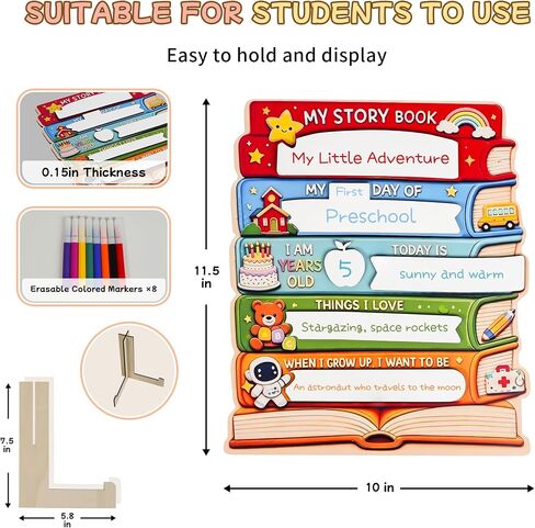 First Day of School Board Sign, Reusable Milestone Chalkboard Wooden Signboard, Back to School Photo Prop for Classroom Picture Frame & Academic Year Memories(Rainbow) in Kuwait