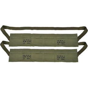 US WW2 Cotton Cloth Bandolier for M1 Garand (2 Pack) Ammo Bandolier with Vintage Markings Authentic U.S. Army Replica in Kuwait