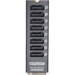 ciciglow M.2 to Serial ATA 3.0 Adapter 8 Ports High Performance Expansion Card for with Heat Sink 1 Unit in Kuwait