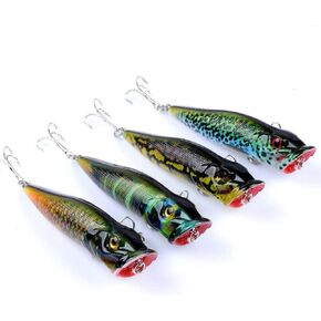 4 Pack Topwater Popper Fishing Lure, Realistic Popper Bait with 3D Painted Design,Hard Lure for Bass,Trout,Pike in Freshwater Saltwater 050 in Saudi Arabia