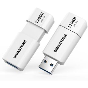 GIGASTONE 128GB Flash Drive (2 Pack) Z60 USB 3.2 Gen 1, 120MB/s Ultra Fast, Retractable Capless Slider Design, Data Storage, Backup for PC/Mac/TV/Car Audio, USB 2.0/3.0/3.1 Compatible in Kuwait