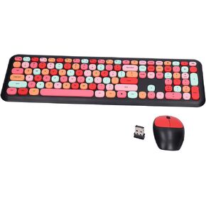 Yosoo Health Gear Keyboard Mouse Combo, 2.4G Retro (Pink Mixed Color in Kuwait