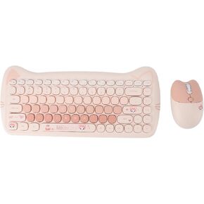 Schimer Wireless Keyboard and Mouse Set Cute Mat Lightweight Design Ideal for Home Office 84 Keys and 4 Keys (Color Milk Tea) in Kuwait