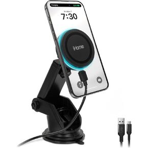 iHome Car Mount, Dashboard/Windshield/Vent Mount, Swivel Neck, Silicone Grip, Adjustable Mount Arm with Suction Cup Base (Magnetic Charging Car Mount) in Saudi Arabia
