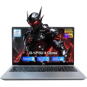 NIMO 15.6" FHD-IPS-Laptop, Intel i3-1215U 6 Cores 16GB RAM 512GB SSD (Beat R5 7520U, Up to 4.4 GHz) 65W Type-C Fingerprint Backlit Keyboard for Professionals & Students Office, Study & Travel Win 11 in Kuwait