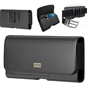 for Consumer Cellular Iris Connect 2 SN512CC / Speakeasy Smart Leather Feel Belt Clip Credit Card Black Pouch Case Phone Cover + Extreme Band in Saudi Arabia