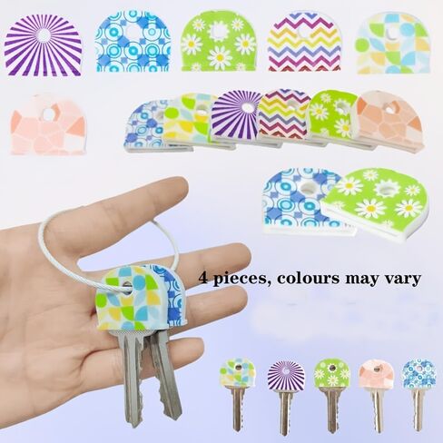 4pcs (Random Colors) of Colorful Silicone Keycaps Featuring Unique Designs Such As Stripes, Flowers, and Polka Dots in Kuwait