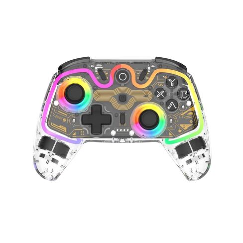 ASRVA Wireless Hall Effect Controller, Bluetooth/2.4G/Wired 3 Modes, RGB Transparent Gamepad with Trigger Lock, 6-Axis Gyro, Compatible with Switch/PC/Mac/PS3/Steam Deck/iOS/Android in Kuwait