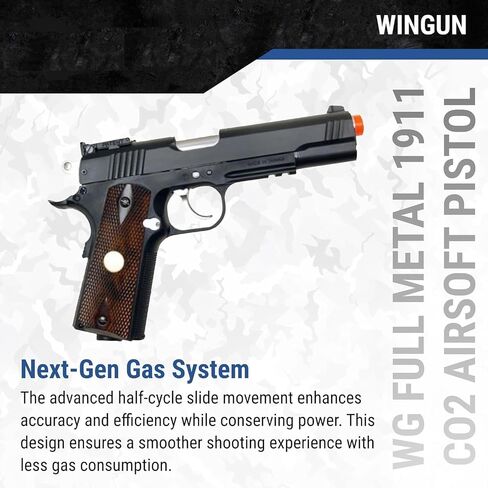 500 fps new full metal wg airsoft m 1911 gas co2 hand gun pistol w/ 6mm bb bbs(Airsoft Gun) in Kuwait