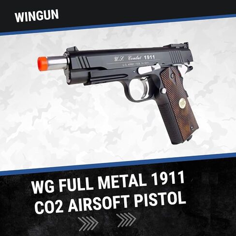 500 fps new full metal wg airsoft m 1911 gas co2 hand gun pistol w/ 6mm bb bbs(Airsoft Gun) in Kuwait