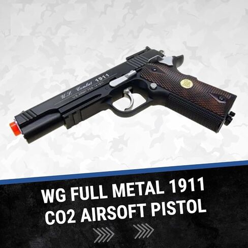 500 fps new full metal wg airsoft m 1911 gas co2 hand gun pistol w/ 6mm bb bbs(Airsoft Gun) in Kuwait