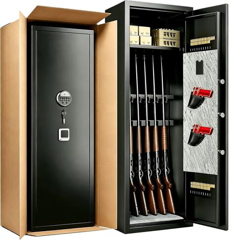 Gun Safe, 57" Fireproof Large Gun Safe, Biometric Fingerprint Rifle Safe in Kuwait