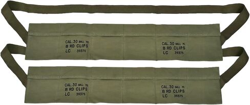 US WW2 Cotton Cloth Bandolier for M1 Garand (2 Pack) Ammo Bandolier with Vintage Markings Authentic U.S. Army Replica in Kuwait