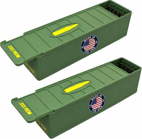 .556 / .223 Ammo Box 50 Round (2 Pack) Stackable Ammo Storage Case Organizer for .556 / .223 Rifle Ammunition with Secure Lid – Durable Ammo Holder Made in USA in Kuwait