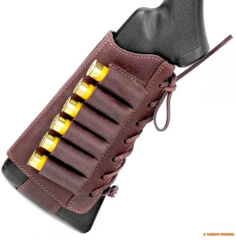 Leather Rifle Buttstock Shotgun Shell Holder, Recoil Pad for .30-30, .308, 12/16Ga Hunting in Kuwait
