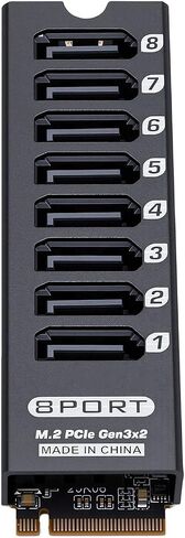 M.2 to SATA 3.0 Adapter, 8 Ports, 16Gbps, Aluminum in Kuwait