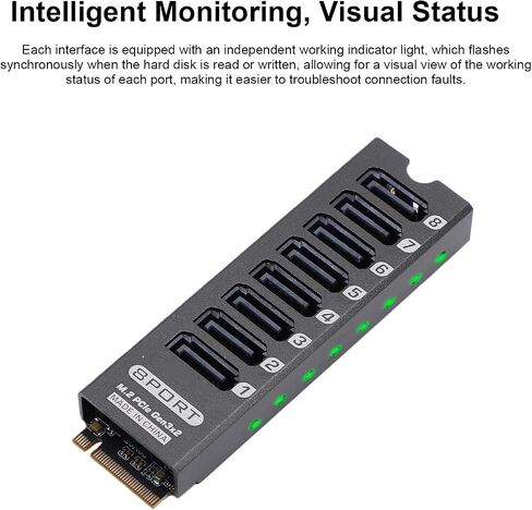 M.2 to SATA 3.0 Adapter, 8 Ports, 16Gbps, Aluminum in Kuwait